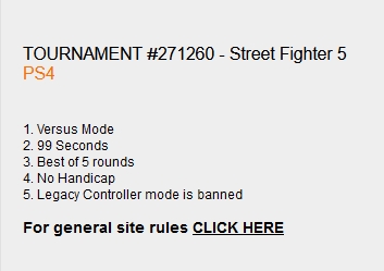 Sample rules for Street Fighter